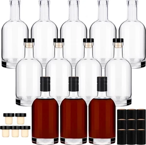 Confezione 12 Bottiglie Vetro Con Sughero 12Oz Bottiglie Vetro Trasparente 375Ml Bottiglie Nordiche Con - Foto 1 di 7