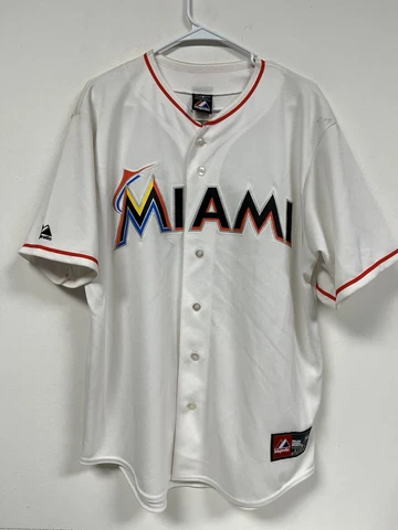 Majestic MLB Miami Marlins Jose Reyes #7 Baseball Jersey Men's Size Large White Cover