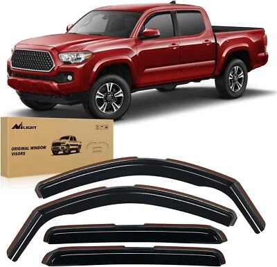 Nilight in Channel Rain Guards for Tacoma 2005-2015 Double Cab Window Deflectors - Image 1 of 4
