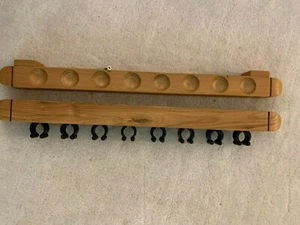 2-PIECE WOODEN POOL CUE STICK RACK WILL HOLD 8 CUE STICKS SOME HARDWARE INCLUDED - Picture 1 of 2