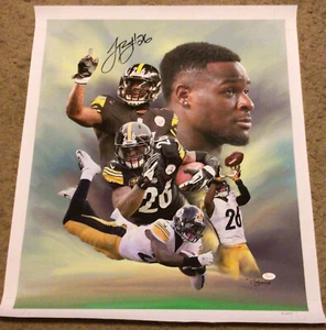Le’Veon Bell LITHO AUTO Steelers  22” x 25” JSA Authentic - Picture 1 of 9