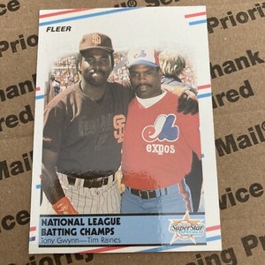 1988 FLEER BASEBALL N.L. BATTING CHAMPS TONY GWYNN TIM RAINES #631 NM+ CONDITION