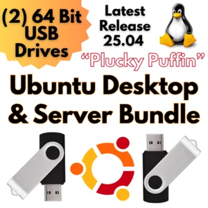 Ubuntu 25.04 Bootable USB Set Desktop & Server Edition Plucky Puffin Fast Ship - Picture 1 of 8