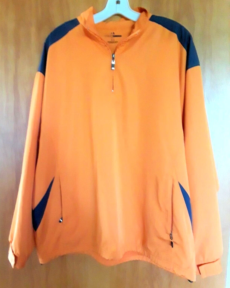GRAND SLAM Men's Medium Golf Pullover Windbreaker Jacket 1/4 zip front Orange - Image 1 of 4