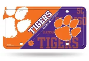 Clemson Tigers Split Design Metal License Plate - Picture 1 of 1