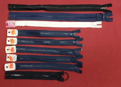 Lot of 9 VTG NEW Zippers - Navy, Black & White - Separating & Closed - 7" - 15" - Image 1 of 4