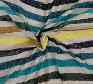 Multicolor Stripes Yarn Dye Polyester Fabric Jersey Knit By Yard 100GSM 6/21 #1 - Picture 1 of 3