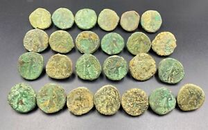 25 pièces anciennes antique indo-grec ancien Kushan Inde bronze cuivre