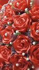 Bouquet With 15 Red Forever Silk Roses With Pearls 
