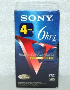 NEW 4 Pack SONY T-120VF 6hrs Premium Grade Blank VHS Video Tapes - Picture 1 of 8