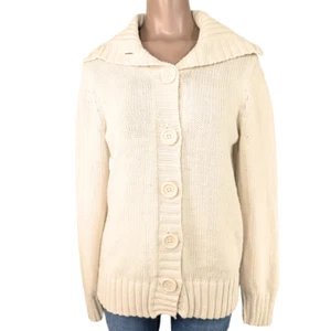 Old Navy Women's Large Cream Chunky Knit Oversize Button Cardigan Sweater - Picture 1 of 8