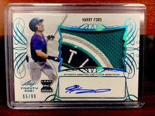 Harry Ford 2021 Leaf Trinity Auto Autograph Patch Blue #65/99 Mariners A15
