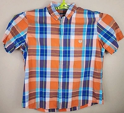 Camisa de vestir Chaps para hombre X-grande fácil cuidado Madrás a cuadros bloques de colores abotonados Foto 1 de 4