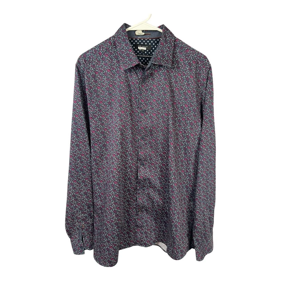 Camisa de vestir Ted Baker London para hombre floral talla 5 con cuello abotonado  Foto 1 de 4