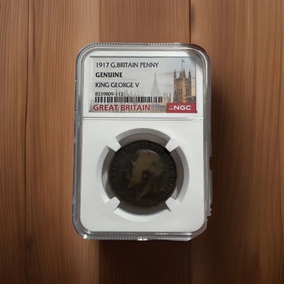 1917 G Britain King George V Penny - NGC - CERTIFICADO - Imagem 1 de 2