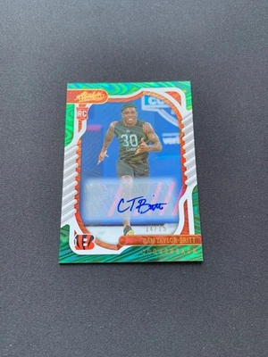 2022 Panini Absolute Cam Taylor-Britt Signature Rookie RC Green Waves Auto #/15 - Image 1 of 2