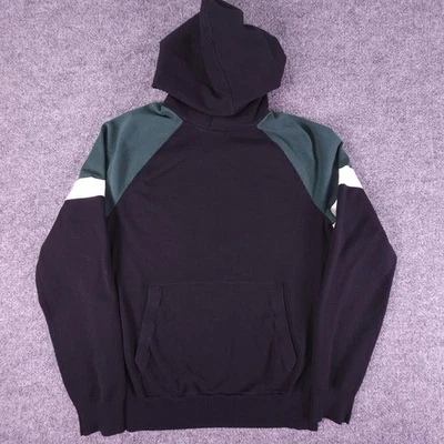 Suéter Pulôver Vince Feminino Colorblock Raglan com Capuz Preto Verde XS Malha - Imagem 1 de 4