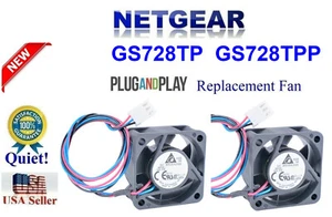 2x Quiet Replacement Fans for Netgear ProSafe GS728TP GS728TPP GS728TPS - Picture 1 of 9