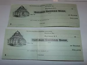 BUFFALO SPARBANKENSCHECK UNBENUTZT, BUFFALO NY SET MIT 2 SCHECKS & 2 EINZAHLUNGSTICKET - Bild 1 von 2
