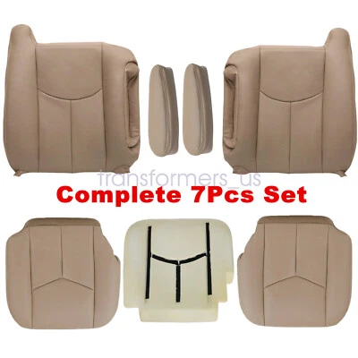 Cubierta de asiento de cuero tostado para Chevy Silverado GMC Sierra 2003 2004 2005 2006 Foto 1 de 3