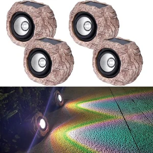 4 Pack Solar Lights Outdoor Garden Stone Decor Spot Led  Waterproof Yard Pathway - Picture 1 of 6