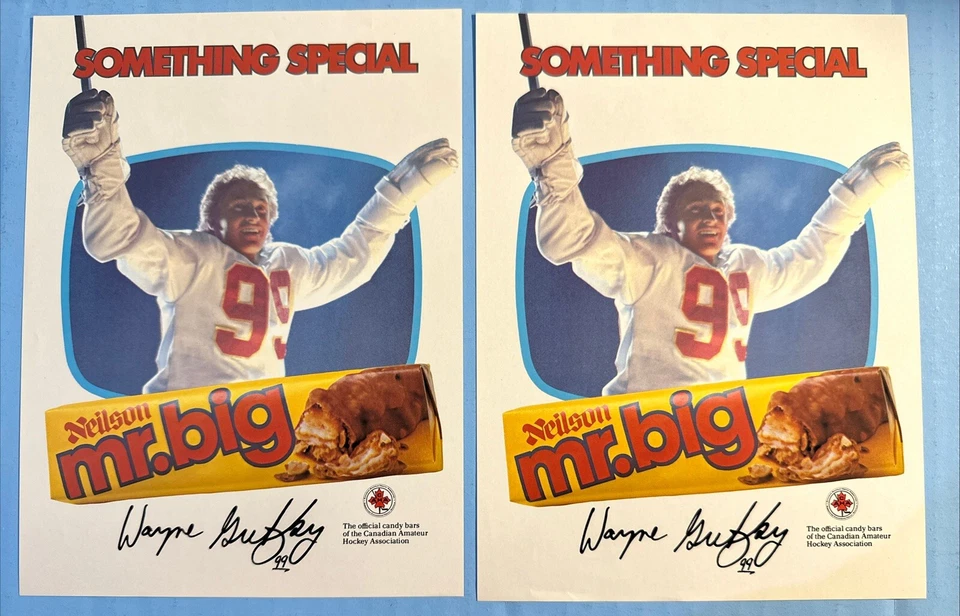 Lote de (2) anuncios impresos de barra de caramelo Wayne Gretzky Neilson "Mr. Big" Foto 1 de 1
