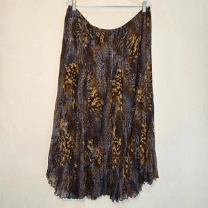 RUDY Rd. Boho blau/braun bedruckt Crinkled Chiffon Maxirock Größe 22W Exc. Zustand - Bild 1 von 21