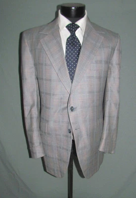 Excelente chaqueta vintage de dos botones con ventilación lateral gris a cuadros para hombre 44 R Foto 1 de 4