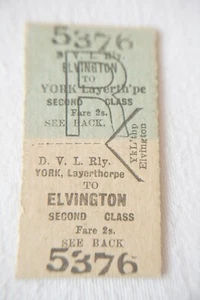 DVLR Derwent Valley Light Railway Train Ticket Elvington - York Layerthorpe - Picture 1 of 2