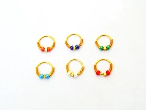 22k Gold Plated Nose Ring Indian Nath Ethnic Nose Ear Pin Women Gift Jewelry - Picture 1 of 20