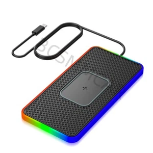 Wireless Car Phone Charger Fast Charging Pad Mat For iPhone Samsung With Light - Picture 1 of 10