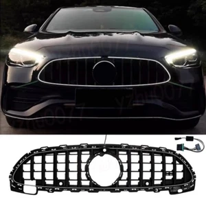 Parachoques delantero negro malla con luces LED para Mercedes-Benz Clase C 2022-25 - Imagen 1 de 6