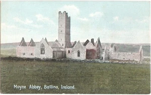ireland irish history eire antique postcard moyne abbey ballina - Foto 1 di 1