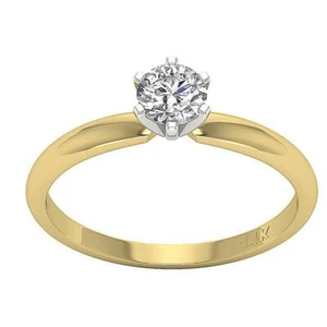 Solitaire Anniversary Ring SI1 G 0.40Carat Natural Round Cut Diamond Gold 4.80mm - Picture 1 of 6