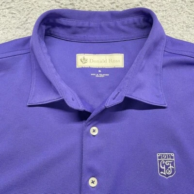 Polo de golf Donald Ross para hombre XL púrpura rendimiento manga corta Glen Flora CC Foto 1 de 4