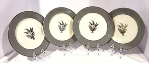 Vintage Royal Jackson 8.25" Silver Wheat Gray Verge Salad Plates MCM Set Of 4 - Picture 1 of 7