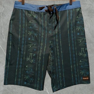 Hurley Boardshorts Boys' 20/30 Palm Trees Shark Fins Midnight Teal 10" Inseam - Picture 1 of 2