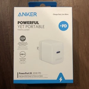 Anker PowerPort III 20W PD High-Speed USB-C Wall Charger - White SEALED. - Picture 1 of 2