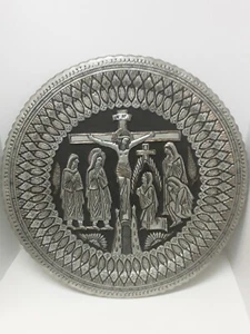 Vintage Jesus metal Crucifix 16 inch Hanging Plate - Picture 1 of 2