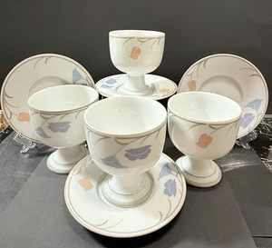 Vintage Dansk Set 8 Tivoli Belles Fleurs Kelch/Schüssel Untertasse N Refsgaard Blue Peach - Bild 1 von 23
