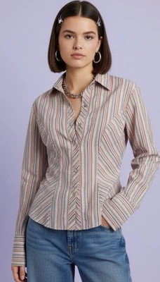 Blusa Vintage Y2K Hot Kiss Western Snap Front Officecore sem noção Lorelei M - Imagem 1 de 4