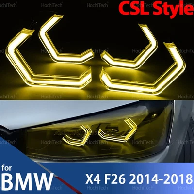  4x Kit de ojos de ángel estilo CSL amarillo limón estilo M4 para BMW X4 F26 2014-2018 Foto 1 de 4