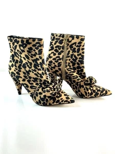 Isaac Mizrahi Leopard Print Suede Ankle Boots with Bow Women’s Size 6M - Picture 1 of 20