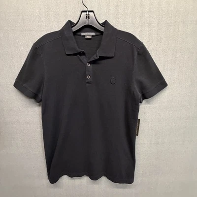 Rogues Gallery MEN'S Black Cotton Small POLO SHIRT W ANCHOR MADE IN PORTUGAL - Image 1 of 4
