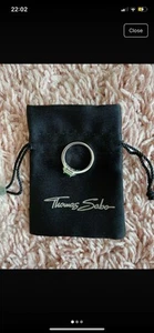 Thomas Sabo Womens Pop Octagonal Green Stone Ring Band - Picture 1 of 4