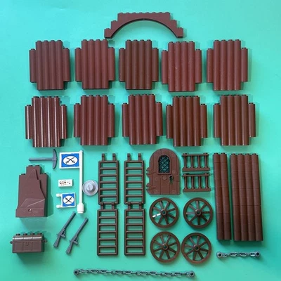 LEGO Lote Western Cowboy Fortress Piezas Lote 30140 Pared de Troncos Marrón 6769 6762 6249 2 Foto 1 de 4