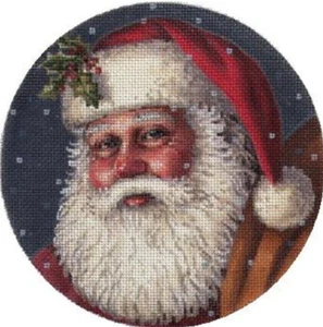 Needlepoint Handpainted Christmas Liz Goodrick Dillon Santa Face 6" - Picture 1 of 4