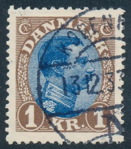 Denmark Scott 128/AFA 131a, 1kr brown/blue Chr X, fresh XF Used - Picture 1 of 1