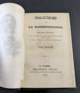 Maximes de La Rochefoucauld Nouvelle Edition Paris 1827 Chez Lemoine Miniature - Picture 1 of 10