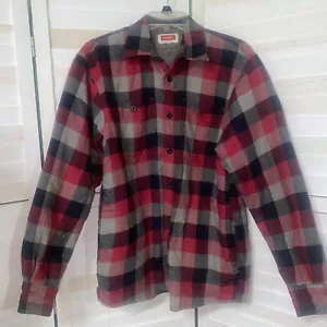 Giacca uomo Wrangler rosso grigio flanella a quadri imbottita leggera foderata in pile taglia small - Foto 1 di 7